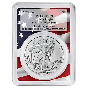 2024 (W) $1 �A�����J�� �V���o�[ �C�[�O�� PCGS MS70 FDOI �t���b�O �t���[��