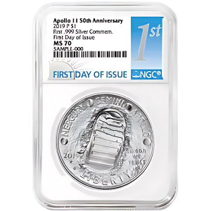 2019-P UNC $1 �A�|�� 11 �� 50th �A�� �V���o�[ �_���[ NGC MS70 FDI �t�@�[�X�g ���x��