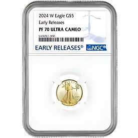 2024-W プルーフ $5 アメリカン ゴールド イーグル 1/10 オンス NGC PF70UC ER ブルー ラベル