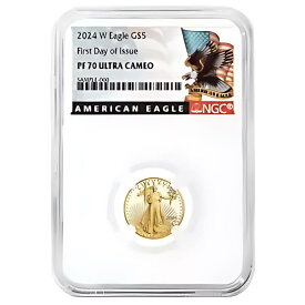 2024-W プルーフ $5 アメリカン ゴールド イーグル 1/10 オンス NGC PF70UC FDI ブラック ラベル