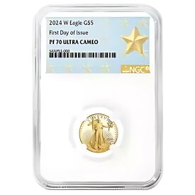 2024-W プルーフ $5 アメリカン ゴールド イーグル 1/10 オンス NGC PF70UC FDI ウエスト ポイント スター ラベル