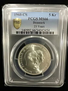 1960 �f���}�[�N 5 �N���[�l (�V���o�[) - PCGS MS66 (Gem+ UNC) - �󏭃g�b�v �|�b�v LOC1*