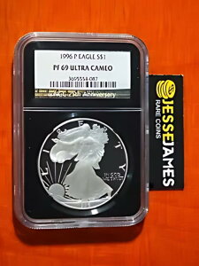1996 P プルーフ シルバー イーグル NGC PF69 ウルトラ カメオ ブラック コア ホルダー