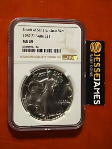 1987 (S) �V���o�[ �C�[�O�� NGC MS69 ���T���t�����V�X�R�����ǃN���V�b�N �u���E�� ���x���ɓo��