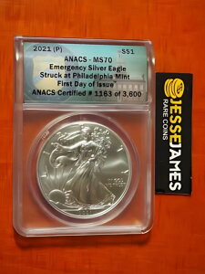 2021 (P) �V���o�[ �C�[�O�� ANACS MS70 FDI �ً}���s�t�B���f���t�B�A �g���b�N ���x��