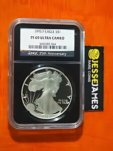 1995 P プルーフ シルバー イーグル NGC PF69 ウルトラ カメオ ブラック コア ホルダー