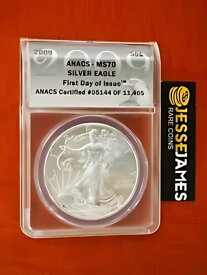 2009 $1 アメリカン シルバー イーグル ANACS MS70 発行初日 FDI ラベル