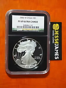 2002 W プルーフ シルバー イーグル NGC PF69 ウルトラ カメオ ブラック コア ホルダー