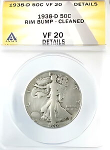 1938-D EH[LO oeB n[t_[ Vo[ 50C ANACS VF20 fBe[  ov N[