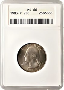 1983-P Vg NH[^[ 25C WF uAg UNC ANACS MS66