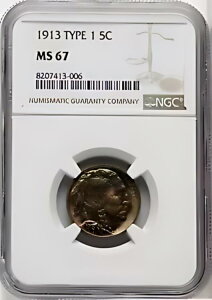 1913 TYPE 1 US obt@[wbh jbP 5C - NGC MS 67