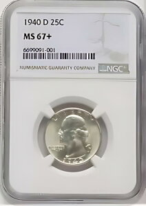 1940 D US Vg Vo[ NH[^[ 25C - NGC MS 67+