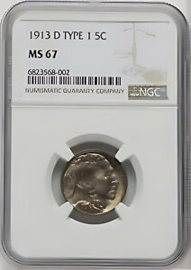 1913 D TYPE 1 US obt@[wbh jbP 5C - NGC MS 67