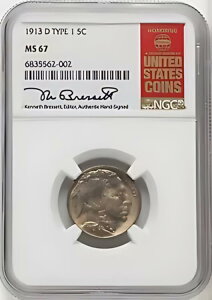 1913 D TYPE 1 US obt@[wbh jbP 5C - NGC MS 67