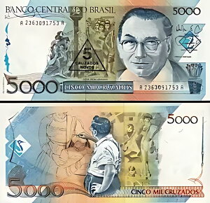 uW 5 Cruzados Novos on 5000 Cruzados 1989AUNCAP-217aATC 26