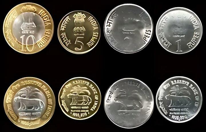 楽天市場】インド コイン 4 枚セット、1 2 5 10 ルピー 2010、UNC 
