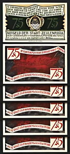 �h�C�c�AZeulenroda 75 Pfennig 1921�AUNC�A5 ���b�g�A�^�C�v 1