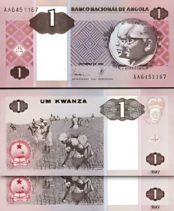 アンゴラ 1 クワンザ 1999、UNC、2 個ペア、連続、P-143、プレフィックス AA