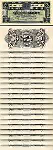 モザンビーク 20 センタボス 1933、AUNC / UNC、20 個 LOT、P-R29、穴あき
