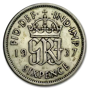 1937 〜 1946 年 イギリス銀貨 6 ペンス ジョージ 6 世平均円周