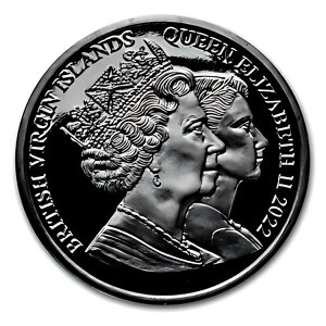 2022 BVI 1 オンス シルバー プルーフ $10 クイーン エリザベス II パール ブラック - SKU#260951