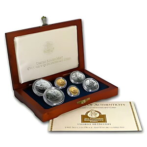 1992 6-Coin Commem Columbus Quincentenary �Z�b�g BU & Pf (�{�b�N�X & COA)