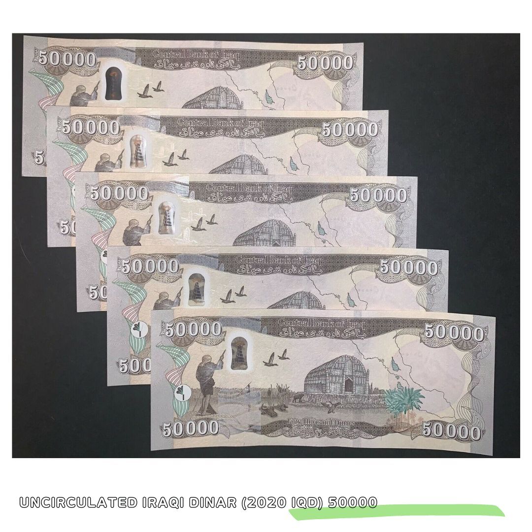 楽天市場】【鑑定書付き】イラク 紙幣 50000 ディナール札 5枚 外貨