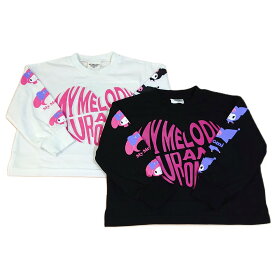 【20％OFF】　サンリオ　マイメロディ　クロミ　エンボス　ショート丈　長袖　Tシャツ　女の子　キッズ　ジュニア　子供　ホワイト　ブラック　春　秋　冬　服　プリント　マイメロ　100cm　110cm　120cm　130cm