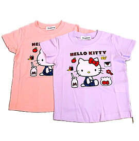 【夏物セール】　サンリオ　ハローキティ　半袖　Tシャツ　女の子　ベビー　キッズ　子供　綿100％　ライトピンク　パープル　春　夏　秋　服　プリント　天竺　キティ　90cm　100cm　110cm　120cm