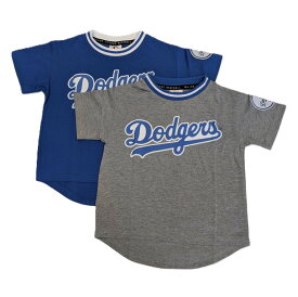 【夏物セール】　MLB　ドジャース　半袖　Tシャツ　男の子　女の子　キッズ　ジュニア　子供　ブルー　グレー　ワッペン　刺繡　ロゴ　プリント　野球　春　夏　秋　服　Dodgers　120cm　130cm　140cm　150cm　160cm