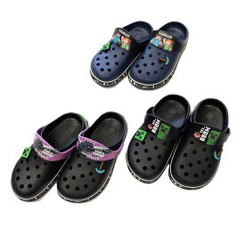 【10％OFF】　マインクラフト　バッジ付き　EVA　サンダル　男の子　女の子　キッズ　ジュニア　子供　マイクラ　くつ　プール　海　山　川　アウトドア　キャンプ　パープル　ブラック　ネイビー　18cm　19cm　20cm　21cm　22cm
