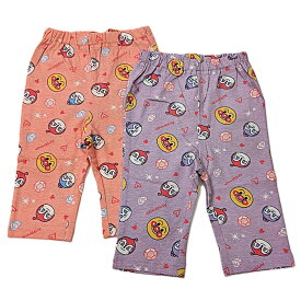 アンパンマン　総柄　6分丈　レギンス　ボトム　ズボン　男の子　女の子　ベビー　キッズ　子供　ピンク　ラベンダー　綿100％　ドキンちゃん　コキンちゃん　天竺　春　夏　秋　服　90cm　95cm　100cm