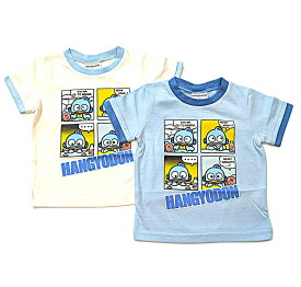 【夏物セール】　サンリオ　キャラクター　ハンギョドン　リンガー　半袖　Tシャツ　女の子　男の子　ベビー　キッズ　ジュニア　子供　プリント　オフホワイト　サックス　春　夏　秋　服　かわいい　90cm　95cm　100cm　110cm　120cm　130cm