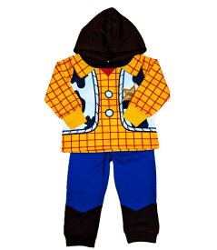 ディズニー　ピクサー　トイストーリー　ウッディ　なりきり　スーツ　ベビー　キッズ　男の子　女の子　長袖　長ズボン　フード　ハロウィン　クリスマス　95cm　100cm　110cm　120cm　130cm　秋　冬　春　服　ブラウン　プリント　パーカー