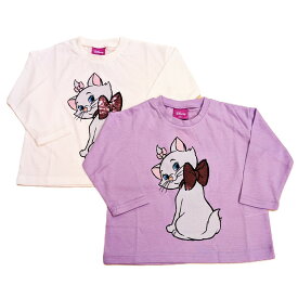 ディズニー　マリー　スパンコール　長袖　Tシャツ　ロンT　オフホワイト　ピンク　男の子　女の子　ベビー　キッズ　子供　90cm　95cm　100cm　110cm　120cm　130cm　秋　冬　春　服　プリント　キラキラ　マリーちゃん