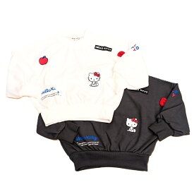 サンリオ　ハローキティ　ラグランスリーブ　長袖　トレーナー　プリント　キッズ　ジュニア　子供　女の子　冬　春　服　ホワイト　チャコール　キティ　キャラ　100cm　110cm　120cm　130cm　140cm　150cm　160cm