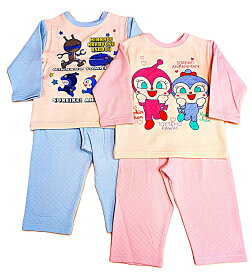 激安最終大処分セール　アンパンマン　キルト　時短応援　ぜ～ぶ前だよ　長袖　パジャマ　ベビー　キッズ　子供　女の子　男の子　サックス　ピンク　90cm　95cm　100cm　秋　冬　春　服　部屋着　ドキンちゃん　コキンちゃん　だだんだん　バイキンマン