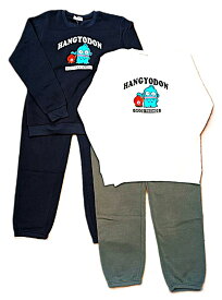 冬物セール　サンリオ　ハンギョドン　スウェット　裏起毛　上下組　長袖　長ズボン　トレーナー　パンツ　ルームウェア　部屋着　パジャマ　大人　レディース　男女兼用　キャラクター　セットアップ　M　L　LL　ネイビー　オフホワイト　冬　春　服　プリント