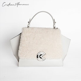 Cristian Marcucci クリスチャン マルクッチ GEMMA MINI - ICE/SHEARLING 20522SH220 レディース ハンドバッグ ムートン シャーリング レザー 本革 ホワイト マグネット開閉 ショルダーストラップ付き ポケット付き イタリア製 zzz