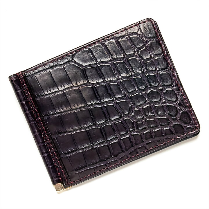 楽天市場】財布 クロコダイル ワニ革 マネークリップ 札ばさみ 二  