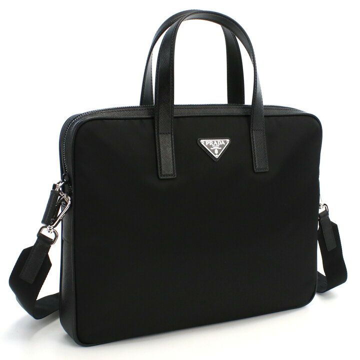 PRADA プラダ ビジネスバッグ ブリーフケース 黒 レザー ナイロン A4