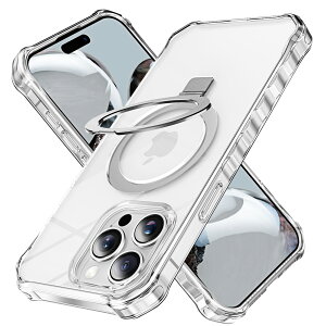 iPhone16 �P�[�X �N���A MagSafe�Ή� iPhone16Pro �P�[�X iPhone 15 16 ProMax �P�[�X �ČRMIL�K�i �ϏՌ� 120°��]�X�^���h ���@�\ iPhone15 �P�[�X iPhone15Pro �P�[�X �����O�t�� �X�}�z�P�[�X ���� ���킢�� ��