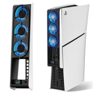 PS5 �X�����p PS5 Pro�p��p�t�@�� ��p�t�@�� �������x���o ���������\ LED ���C�g���ځE USB 3.0 �ڑ� �ᑛ���M�΍�A�N�Z�T���[ PS5 Slim �f�B�X�N��/�f�W�^���ŋ��ʑΉ� PlayStation 5 Slim/Pro�p