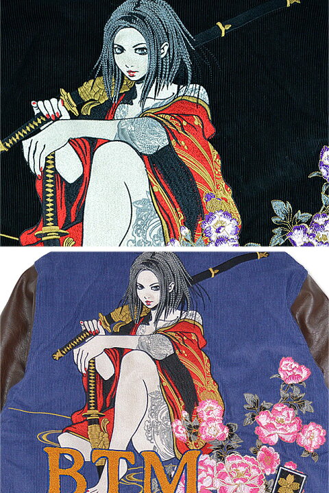 楽天市場】抜刀娘 凛スタジャン 抜刀娘 224046 和柄 和風 刺繍 