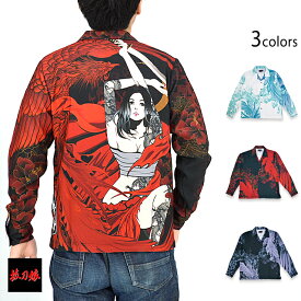 抜刀娘 結愛女神×鳳凰長袖シャツ 抜刀娘 231821 和柄 和風 ロングスリーブ 着物 牡丹[new]