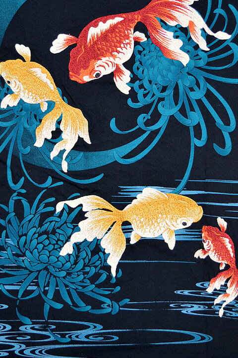 楽天市場】粋 金魚に菊流水半袖Tシャツ 絡繰魂 242053 和柄 和風 刺繍 