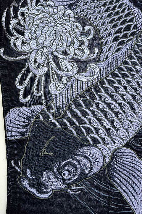 楽天市場】粋 【復刻】双鯉刺繍デニムパンツ 絡繰魂 243234 和柄 和風 