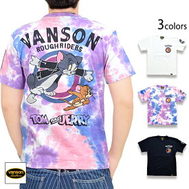 vanson×TOM＆JERRYコラボ 天竺半袖Tシャツ vanson TJV-2218 バンソン ヴァンソン トムとジェリー バイカー