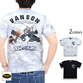 vanson×TOM＆JERRYコラボ 天竺半袖Tシャツ vanson TJV-2229 バンソン ヴァンソン トムとジェリー 刺繍[new]