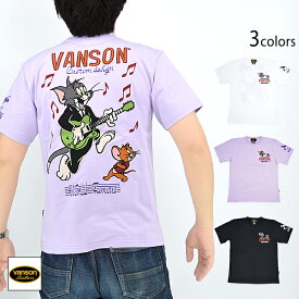 vanson×TOM＆JERRYコラボ 天竺半袖Tシャツ vanson TJV-2313 バンソン ヴァンソン トムとジェリー 刺繍[new]